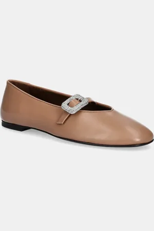 Giuseppe Zanotti Baleriny skórzane Amanda kolor beżowy E560012.002