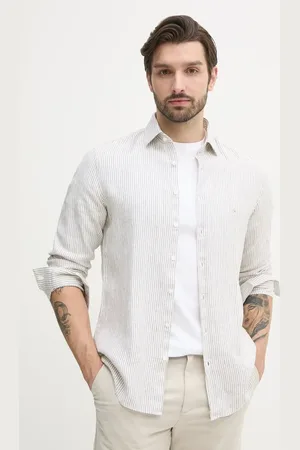 Calvin Klein Koszula lniana męska kolor regular z kołnierzykiem klasycznym K10K109332