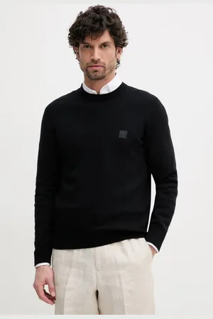 HUGO BOSS Sweter z domieszką wełny męski kolor lekki 50527583
