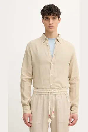 HUGO BOSS Koszula lniana męska kolor slim z kołnierzykiem button-down 50520283