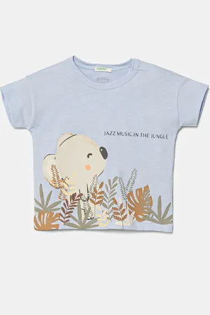 Benetton T-shirt bawełniany niemowlęcy kolor z nadrukiem 3I1XA105R