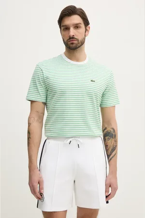 Lacoste T-shirt bawełniany męski kolor biały wzorzysty TH9749