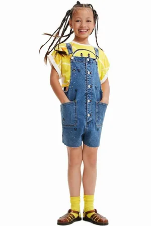 Desigual Ogrodniczki jeansowe dziecięce kolor