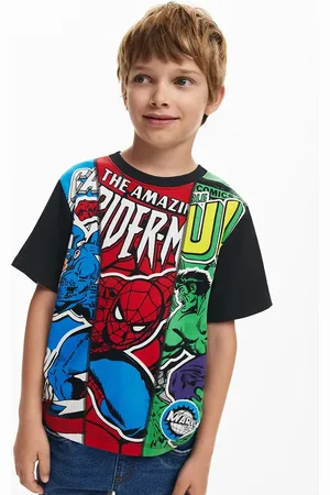 Desigual T-shirt bawełniany dziecięcy x Marvel kolor wzorzysty 25SBTK06