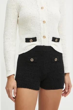 Twin-Set Szorty damskie kolor gładkie high waist 251TP3441