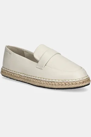 Calvin Klein Espadryle skórzane ESPADRILLE W/CK HW - LTH kolor HW0HW02390