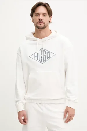HUGO BOSS Bluza bawełniana męska kolor z kapturem z aplikacją 50534947