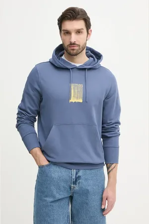 Calvin Klein Bluza bawełniana męska kolor z kapturem z nadrukiem J30J327525