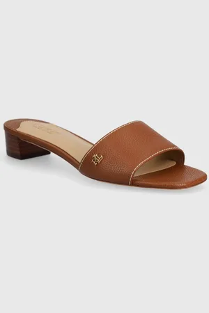Ralph Lauren Klapki skórzane Fay damskie kolor na słupku 802925259003