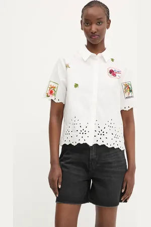 Desigual Koszula bawełniana AFRODITA damska kolor regular z kołnierzykiem klasycznym 25SWCW17