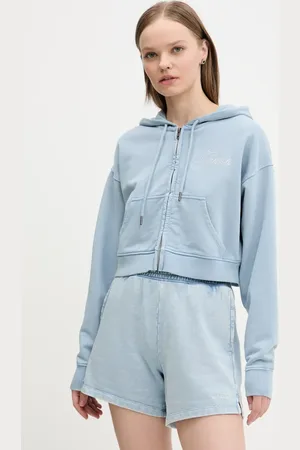 Guess Bluza bawełniana damska kolor z kapturem gładka W5RQ13 K68I1