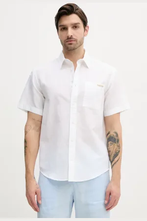 Calvin Klein Koszula lniana męska kolor regular z kołnierzykiem klasycznym J30J327296