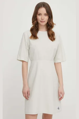 Calvin Klein Sukienka bawełniana kolor mini rozkloszowana