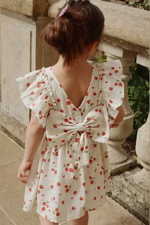 Konges Sløjd Sukienka bawełniana dziecięca EVIA BOW DRESS GOTS kolor mini rozkloszowana KS102447
