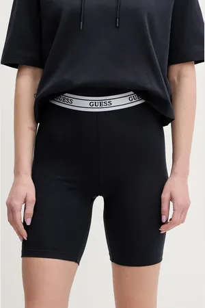 Guess Szorty ALINE damskie kolor niebieski z nadrukiem medium waist V5GD18 KCSA2