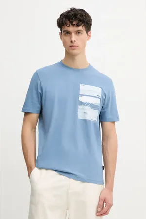 HUGO BOSS T-shirt bawełniany męski kolor fioletowy z nadrukiem 50539194