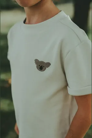 Donsje T-shirt bawełniany niemowlęcy Jarne T-shirt Koala kolor gładki 4081802