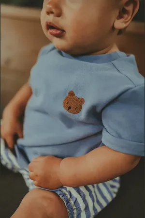 Donsje T-shirt bawełniany dziecięcy Jarne T-shirt Bear kolor gładki 4081801