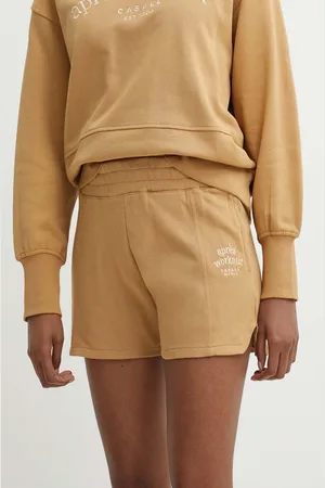 Casall Szorty bawełniane kolor z aplikacją high waist