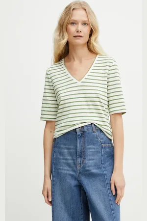 Max Mara T-shirt lniany damski kolor 2515941012600