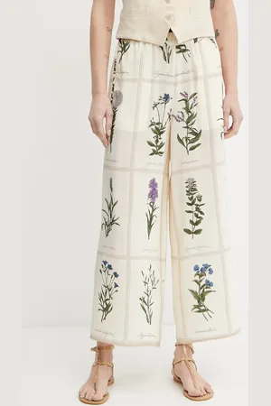 Max Mara Spodnie jedwabne damskie kolor proste high waist 2515131012600
