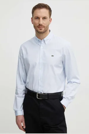 Lacoste Koszula bawełniana męska regular z kołnierzykiem button-down