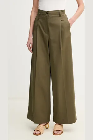 Max Mara Spodnie bawełniane damskie kolor szerokie high waist 2515131121600