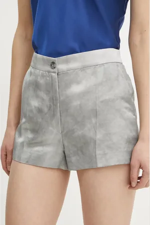 Pinko Szorty z domieszką lnu damskie kolor gładkie high waist 104807 A2BP