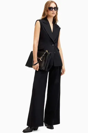 AllSaints Spodnie bawełniane HALLY TROUSER kolor szerokie high waist W010QA