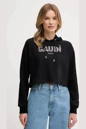 Gaudi Bluza damska kolor z kapturem z aplikacją 511BD64033