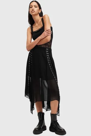 AllSaints Spódnica LUNA kolor midi rozkloszowana W013RB