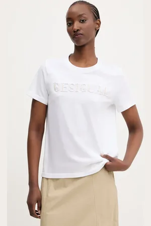 Desigual T-shirt bawełniany BRANDY damski kolor 25SWTK17