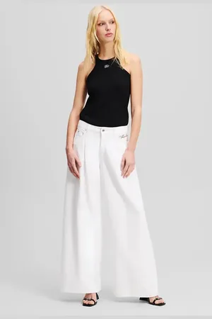 Karl Lagerfeld Spodnie damskie kolor szerokie medium waist A2W10158
