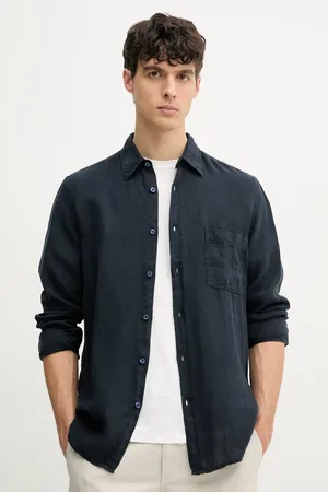HUGO BOSS Koszula lniana męska kolor regular z kołnierzykiem klasycznym 50537381