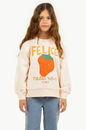 Tiny Cottons Bluza bawełniana dziecięca NELLA NATURA GRAPHIC SWEATSHIRT kolor z nadrukiem SS25-100