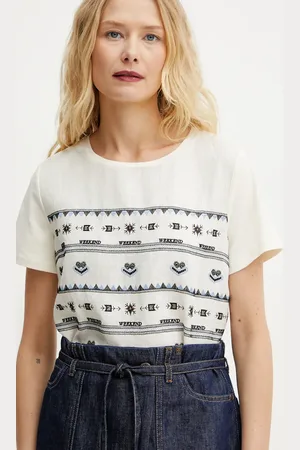 Max Mara T-shirt z domieszką lnu damski kolor 2515941112600