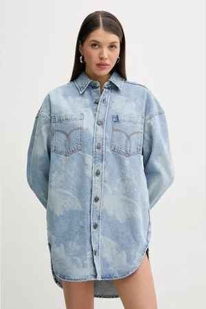 Fiorucci Sukienka jeansowa Angel Print Denim Shirt Dress kolor mini prosta W02SPDDR313DN03DN02