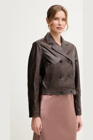 Max Mara Kurtka skórzana kolor przejściowa 2515441021600