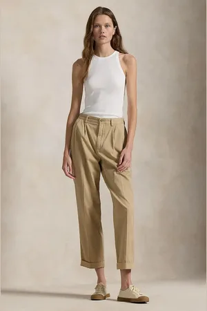 Ralph Lauren Spodnie bawełniane kolor szerokie medium waist 211909520