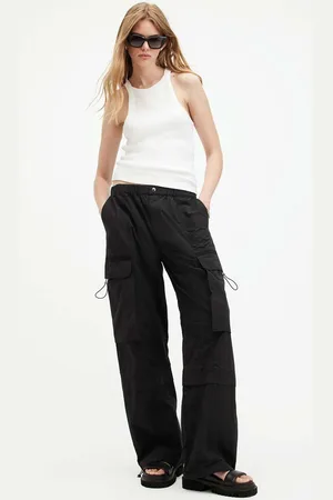 AllSaints Spodnie bawełniane BARBARA TROUSER kolor fason cargo high waist W021TA