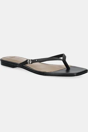 HUGO BOSS Japonki skórzane Charlize damskie kolor na płaskim obcasie 50542228