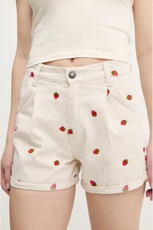 Kaotiko Szorty jeansowe damskie kolor z aplikacją high waist AQ022-01-K002