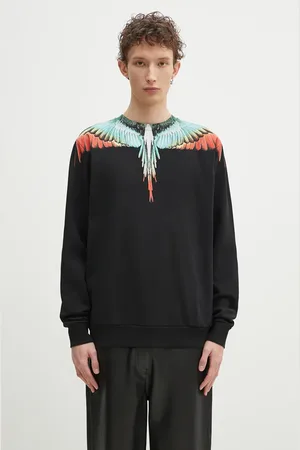 MARCELO BURLON Bluza bawełniana Icon Wings Regular Crewneck Black Multic męska kolor z nadrukiem CMBA009S25FLE0011084