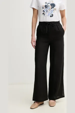 MARELLA Spodnie lniane Emme by damskie kolor szerokie high waist 2515131072200