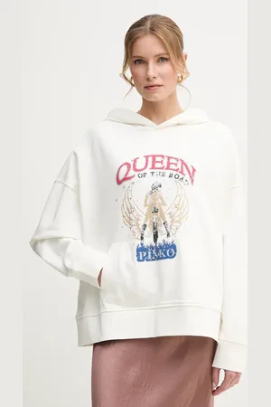 Pinko Bluza bawełniana damska kolor z kapturem z nadrukiem 104623 A2DB