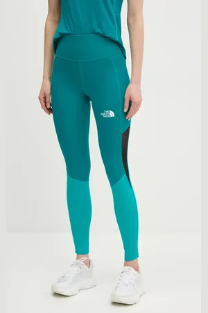 The North Face Legginsy sportowe Trail Run damskie kolor zielony wzorzyste NF0A8BNV92Y1