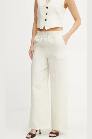 MARELLA Spodnie lniane Emme by damskie kolor szerokie high waist 2515131072200