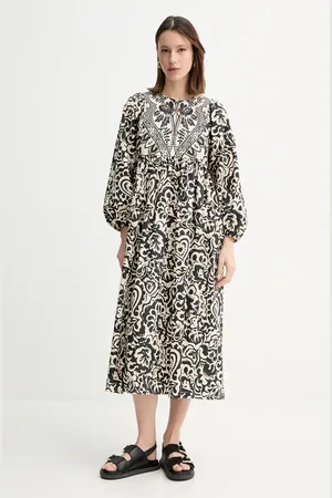 Max Mara Sukienka bawełniana kolor midi rozkloszowana 2515221192600