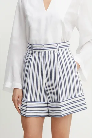 MARELLA Szorty z domieszką lnu ACUME damskie kolor wzorzyste high waist 2513141034200