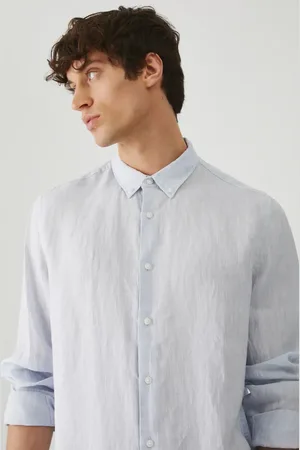 MEDICINE Koszula lniana męska kolor regular z kołnierzykiem button-down